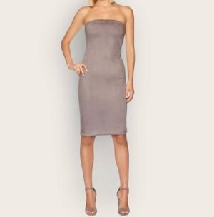 Susana Monaco Faux Suede Tube/ Strapless/Midi Dress/Sand NEW!!